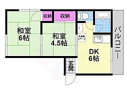 橋本マンション 2DKの間取図画像