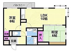 メゾン・ド・ボヌール 2LDKの間取図画像