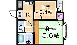 WESTヒルズ岸和田 2Kの間取図画像