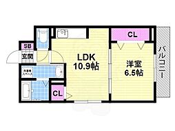 ラ・ヴィータ 南門真III 1LDKの間取図画像