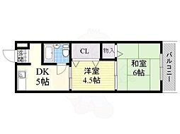 丸井ハイツ 2DKの間取図画像