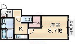 プレシアス住道 1Kの間取図画像