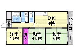 野崎スカイハイツ 3DKの間取図画像