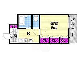 ビクトリア大東 1Kの間取図画像