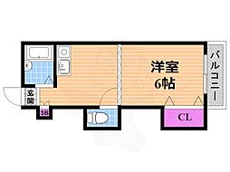 グレード1住道 1Kの間取図画像