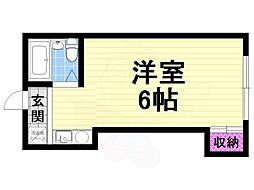 ハースサイドナカガイト 1Kの間取図画像
