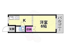 プレアール太子田 1Kの間取図画像