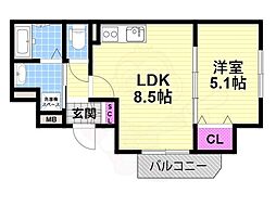 スリール明和1 1LDKの間取図画像