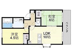 シャトレーヴェールA棟 2LDKの間取図画像
