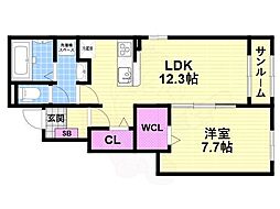 麓 Terrace 1LDKの間取図画像