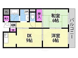 ロイヤル忍ケ丘 2DKの間取図画像