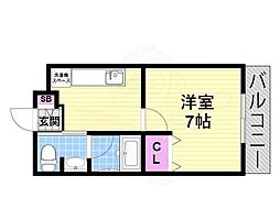 松尾ハイツ寝屋川 1Kの間取図画像