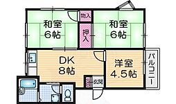 パールハイツ 3DKの間取図画像