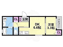 ア・マーレ中鴻池 1DKの間取図画像