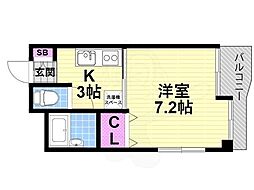 プラネット2 1Kの間取図画像