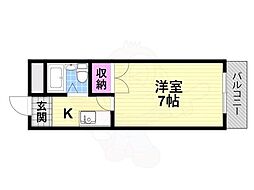 サンライズマンション 1Kの間取図画像