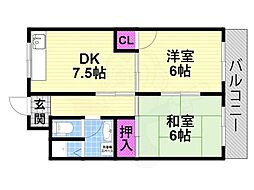 リアライズ野崎 2DKの間取図画像