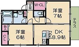 D-room美田 2DKの間取図画像