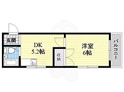 メゾン深野2 1Kの間取図画像