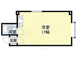 大宝北天満ロイヤルハイツ ワンルームの間取図画像