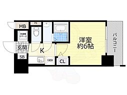 エスリード大阪梅田リュクス 8階1Kの間取り