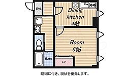 クリスタルビル 1DKの間取図画像