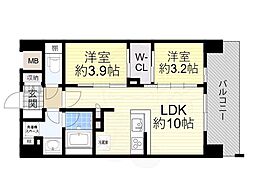 ソルレヴェンテ新梅田 2LDKの間取図画像