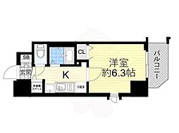 プレサンス梅田北パワーゲート 1Kの間取図画像