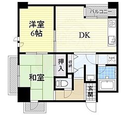 トータス西天満 2DKの間取図画像