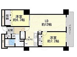 阿波座ライズタワーズフラッグ46 2LDKの間取図画像