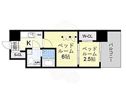 セレニテ福島シェルト 2Kの間取図画像