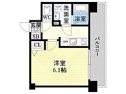エスリード南森町 1Kの間取図画像