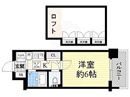 エステムコート梅田茶屋町デュアルスペース 1Kの間取図画像