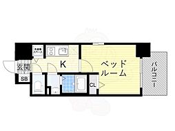 エスリードレジデンス大阪福島 1Kの間取図画像