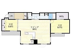 リバーサイドタワー中之島 2LDKの間取図画像