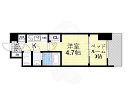 セレニテ東梅田アリエ 2Kの間取図画像