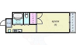 奥内阿波座駅前マンション ワンルームの間取図画像