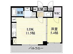 ザ・パークハビオ天満橋 1LDKの間取図画像