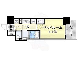BPRレジデンス新梅田 1Kの間取図画像