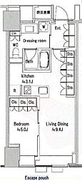 BrilliaTower堂島 1LDKの間取図画像