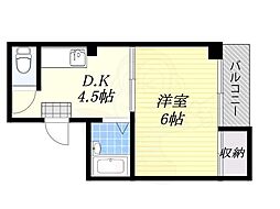 ロイヤル西梅田 1DKの間取図画像