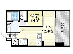 ベネチア天満橋 1LDKの間取図画像