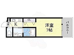 プレジール靱公園 1Kの間取図画像
