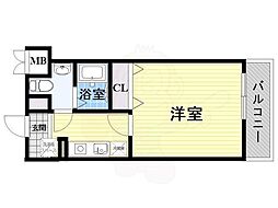 ウインズコート天神橋 1Kの間取図画像