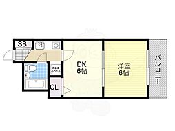 トップリービル 1DKの間取図画像
