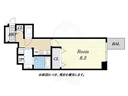 グランケイ靱公園 1Kの間取図画像