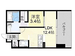 ベネチア天満橋 1LDKの間取図画像