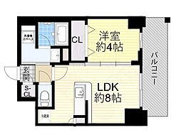 エステムコート大阪福島2レイヤー 1LDKの間取図画像