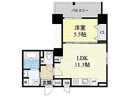 スカイレジデンス大阪梅田 1LDKの間取図画像