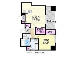 ザ・パークハウス梅田タワー 1LDKの間取図画像